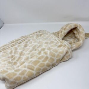 HB‎ Hooded Baby Blanket 28x40 Giraffe Print Plush Security Lovey Tan Beige Soft